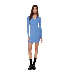 Aritzia Sunday Best Barrymore Dress Long Sleeve Blue MiniSize L